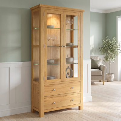 Solid Wood 90 cm W Display Cabinet