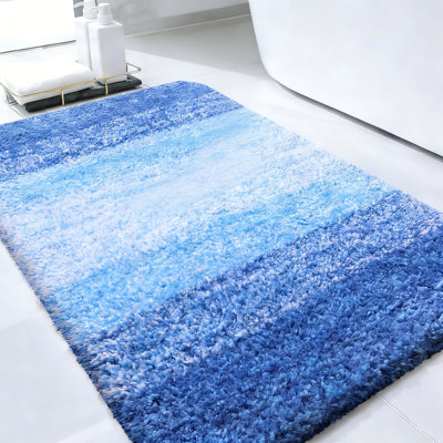 36X24 Bathroom Rug, Extra Soft Microfiber, Rubber Backing, Quick Dry, Washable, Light Royal Blue