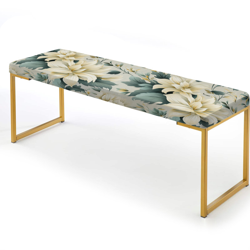 Banc floral rembourré or, Motifs contemporains à motif victorien
