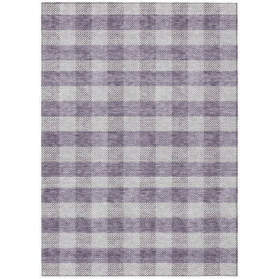 3' X 5' Lavender And Ivory Plaid Washable Indoor Outdoor Area Rug