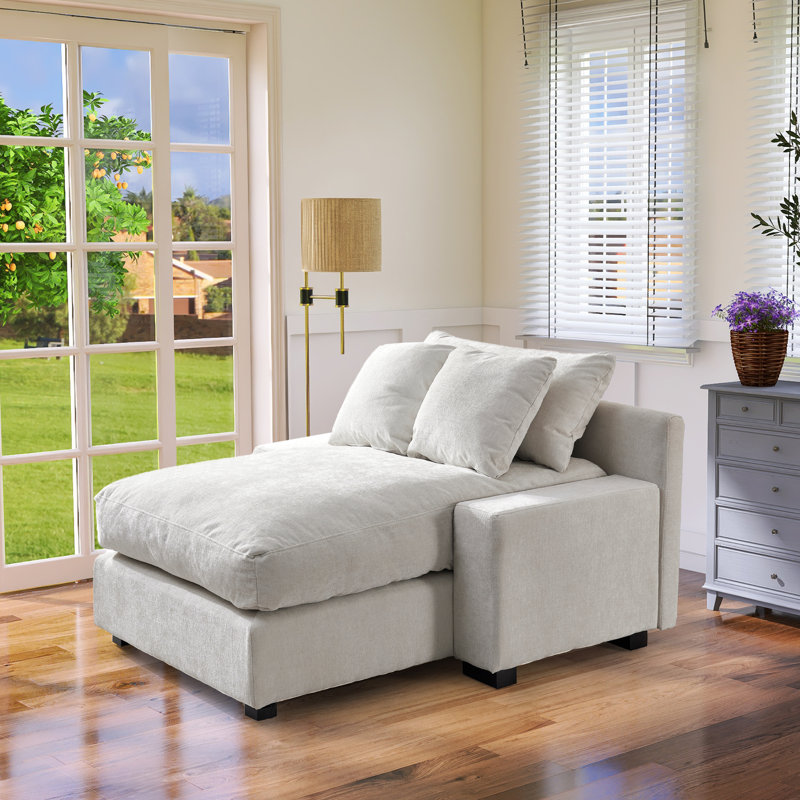 Méridienne en velours côtelé l 48,8 po Atlai, Beige