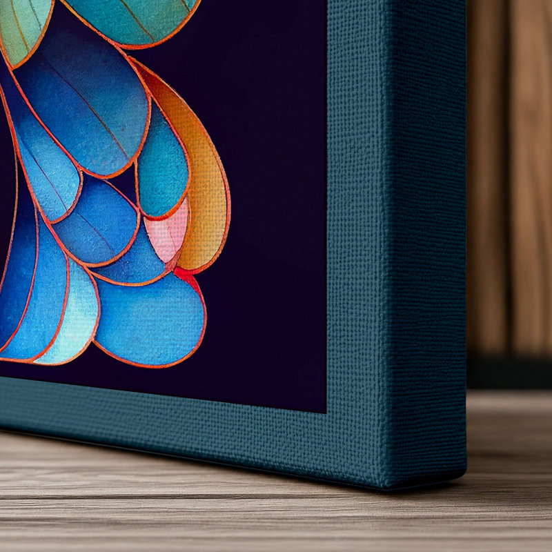 Jewelled Butterflies Geometric - Print, 30x20 - 76.2 x 50.8 cm, Teal Border