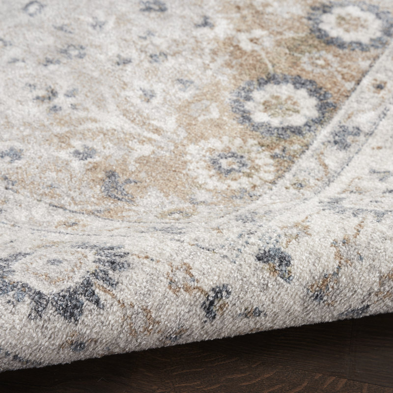 Nourison Astra Machine Washable Silver Taupe Vintage Indoor Rug, Runner 2' x 6'