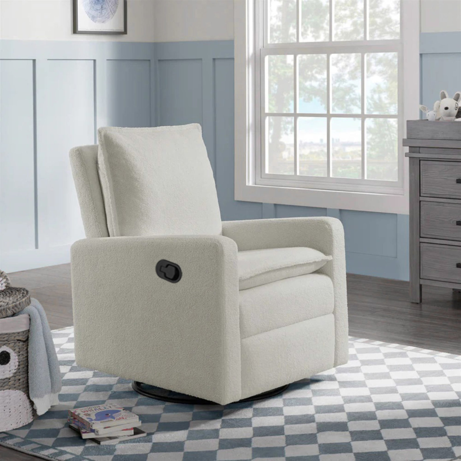 Uptown Swivel Glider, Boucle White