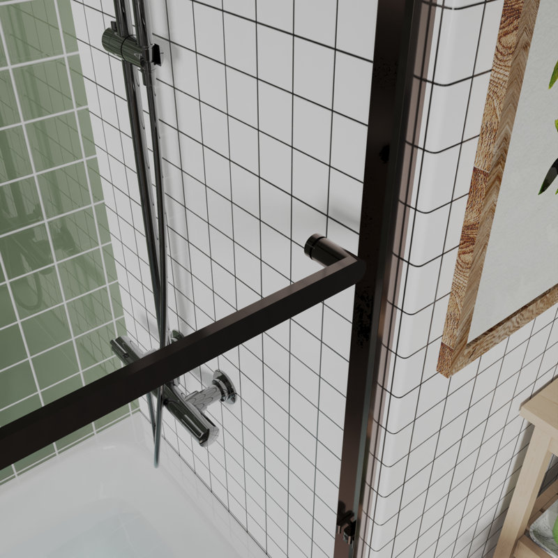 56 In.-60 In. W X 58 In. H Sliding Framed Tub Door With Clear Glass, Oil Rubbed Bronze
