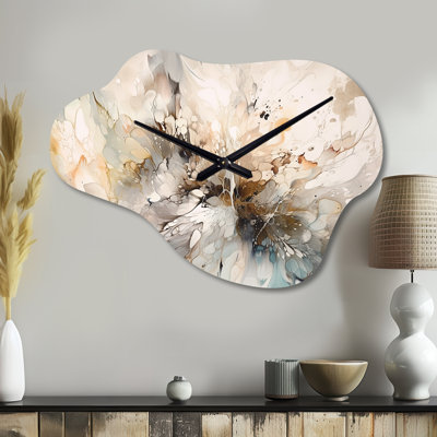 Blanc et gris, profondeurs géométriques I - horloge murale en métal géométrique, impression d'horloge murale asymétrique moderne