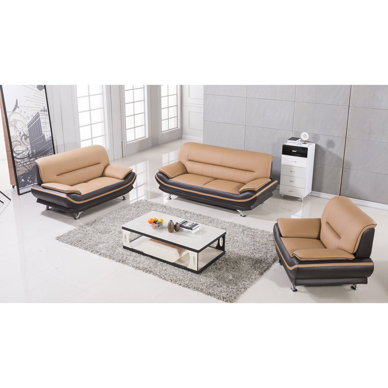 Zimmer Faux Leather Accent Chair, Light Brown / Dark Brown