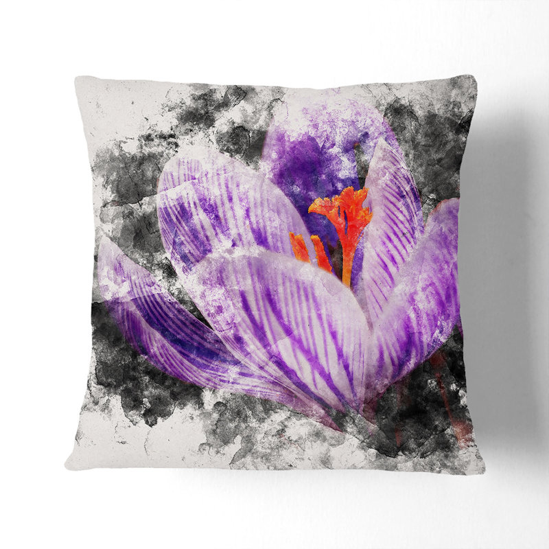 Crocus Flower Cushion with Filling, 55cm H x 55cm W x 20cm D