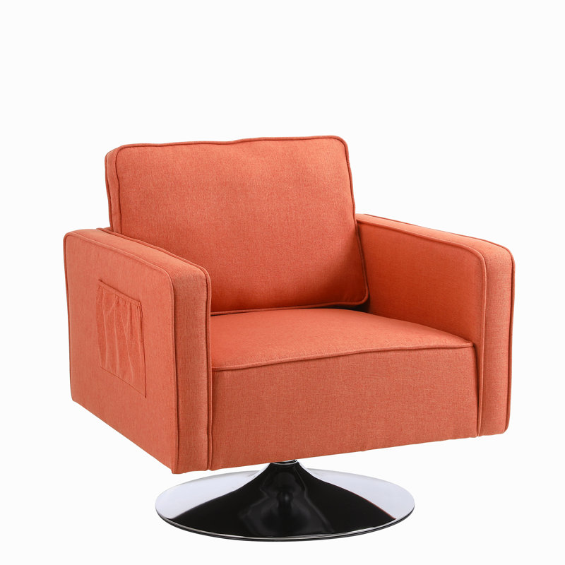 Fauteuil club pivotant 30,5 pouces Deysia, Mélange de coton orange