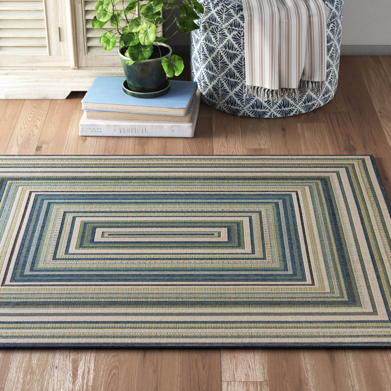 Tavion Machine Woven Geometric Indoor / Outdoor Rug, Rectangle 6' x 9'