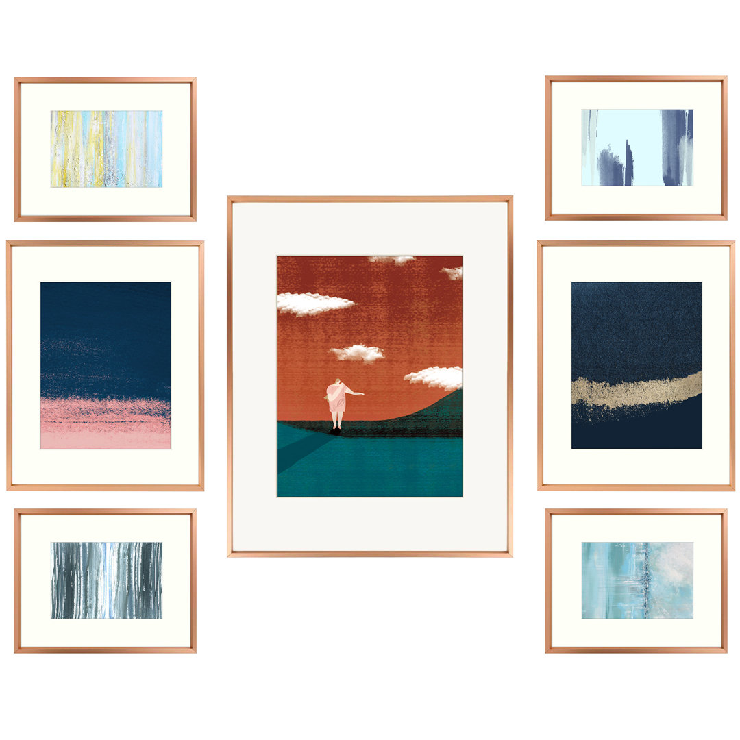 Luray 7 Piece Matte Metal Gallery Picture Frame with Real Glass Set Kelly Clarkson Home 