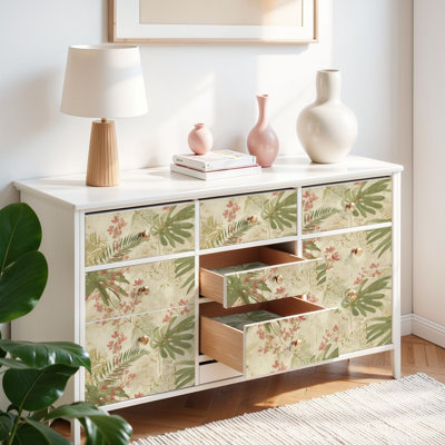 Papier peint auto-adhésif de luxe pour jardin botanique pelez et collez 17,7 po x 118 po (45 x 300 cm)