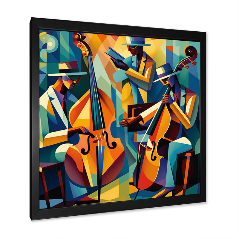«Jazz Performance On Stage II - Music Jazz Large», art mural, H 36 po x l 36 po, Impression encadrée, Black