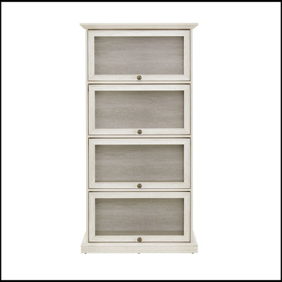 Vitrine à 4 niveaux en verre pour le rangement élégant du salon, armoire vitrée avec portes en verre rabattables, vitrine de collection parfaite et organisateur de figurine