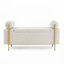 Banc de rangement en velours avec accoudoirs cylindriques et pieds en fer-2084813962