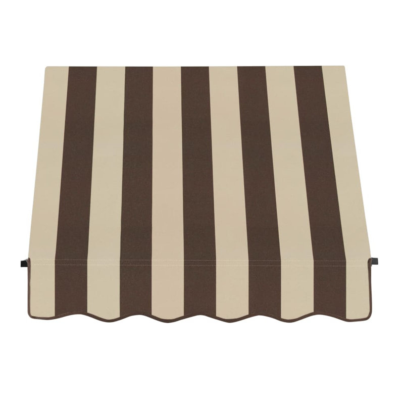 Awntech Santa Fe Acrylic Fabric Fixed Awning with Iron Rope Arms, Brown/Tan Stripe, 44" H x 40.5" W x 36" D