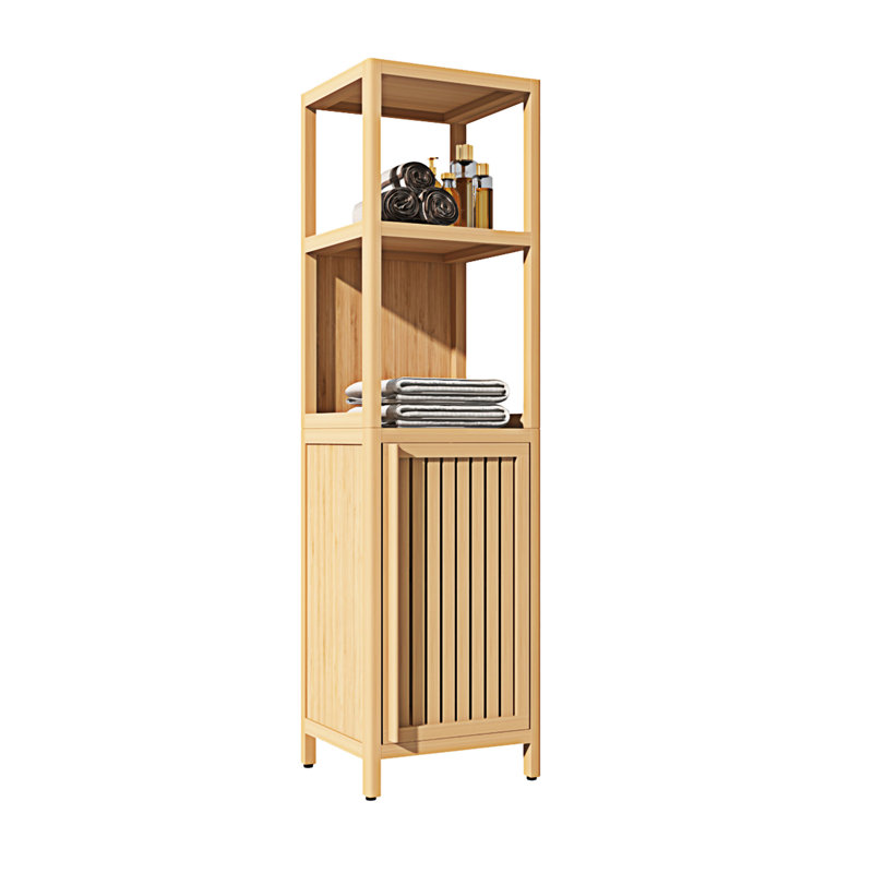A 52-Foot-Tall Linen Tower Bamboo Storage Cabinet, Natural