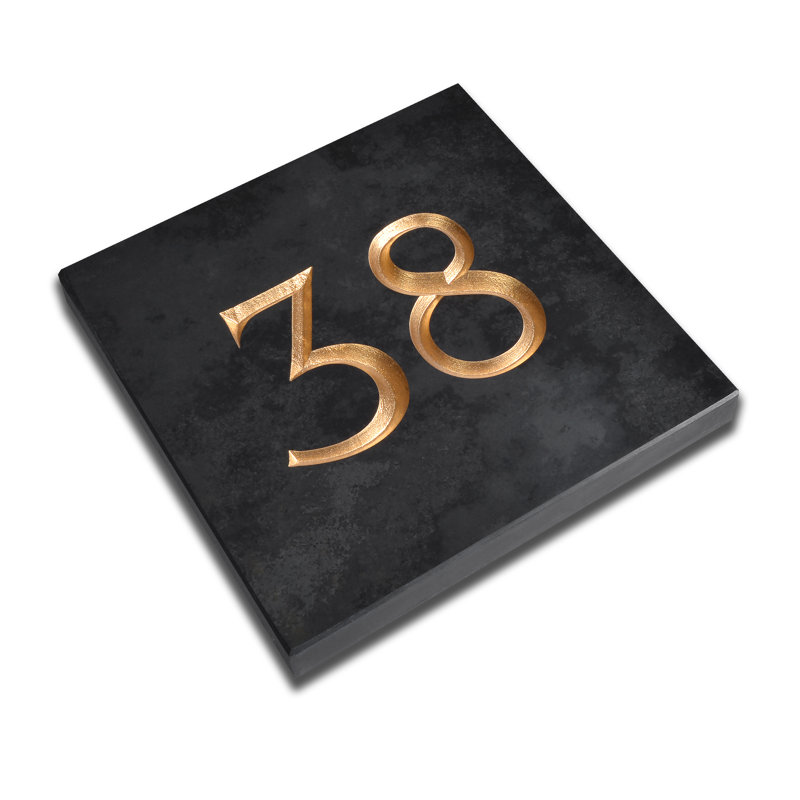 Velia 17.78cm H Stone House Number, Gold, 1