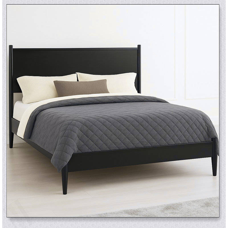 Lit plateforme Mid-Century, California King, Black