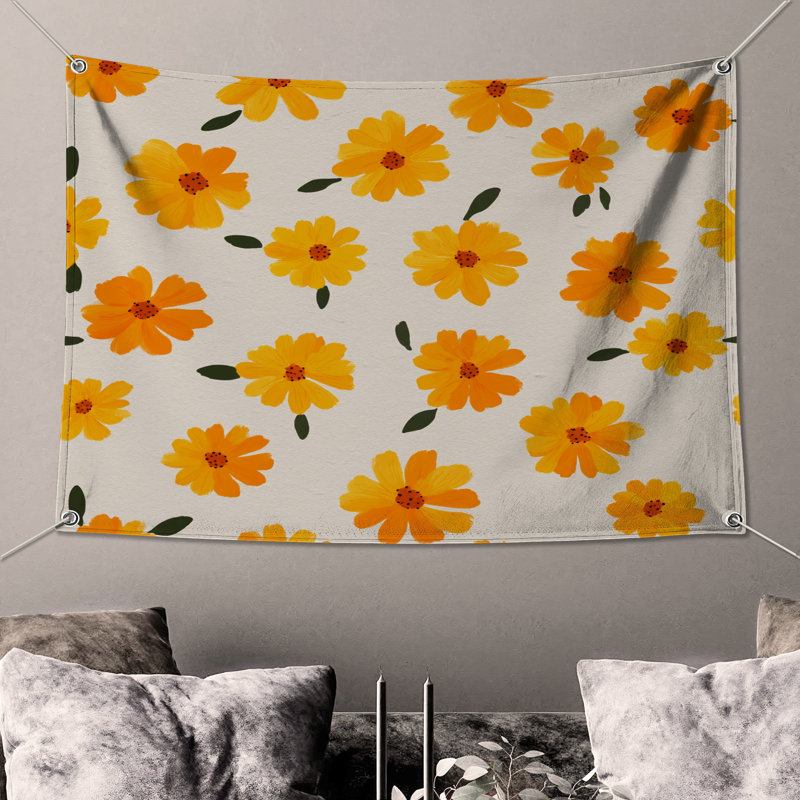 Tapisserie murale florale - Décoration murale nature, 68in H x80in W with 4 Grommets