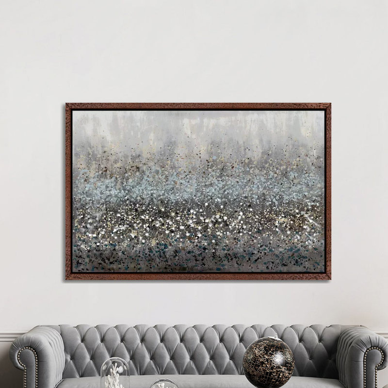Drip Field I by Doris Charest - Painting on Canvas, 101.6cm H x 152.4cm W x 3.81cm D, Classic Brown Wood Framed