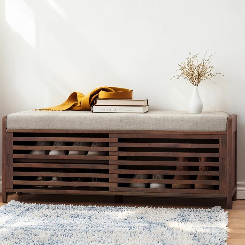 Banc à chaussures avec rangement et coussin