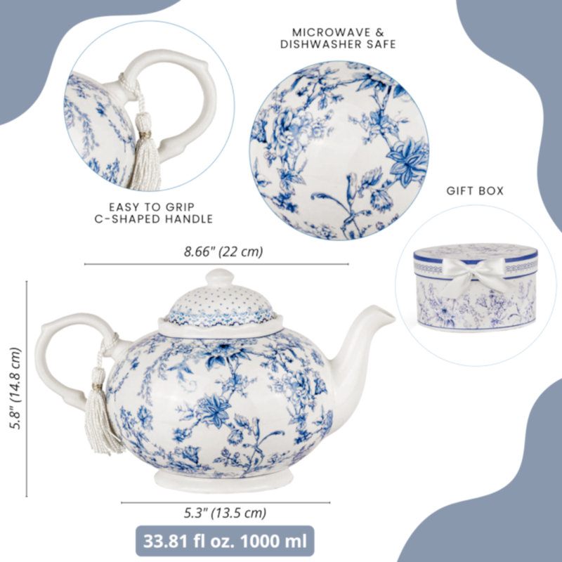 Blue Flowers Tea Set In A Gift Box