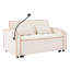 Lit multifonctionnel beige avec dossier réglable et point de recharge beige pliable