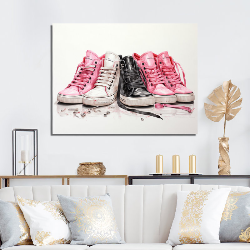 " Fashion Pink Sneakers Obsession II ", Toile tendue, H 16 po x l 32 po x P 1 po