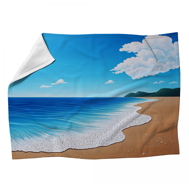 Jeté de plage en molleton - Jetés paysage marin pour canapés ou lits, L 50 po x L 60 po