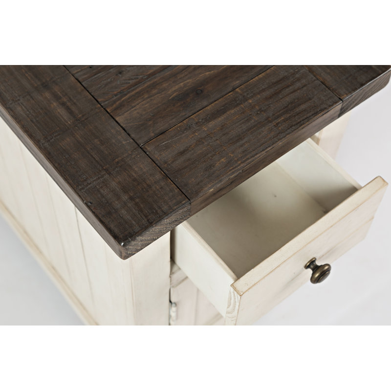 Hemsworth Solid Wood End Table with Storage, White