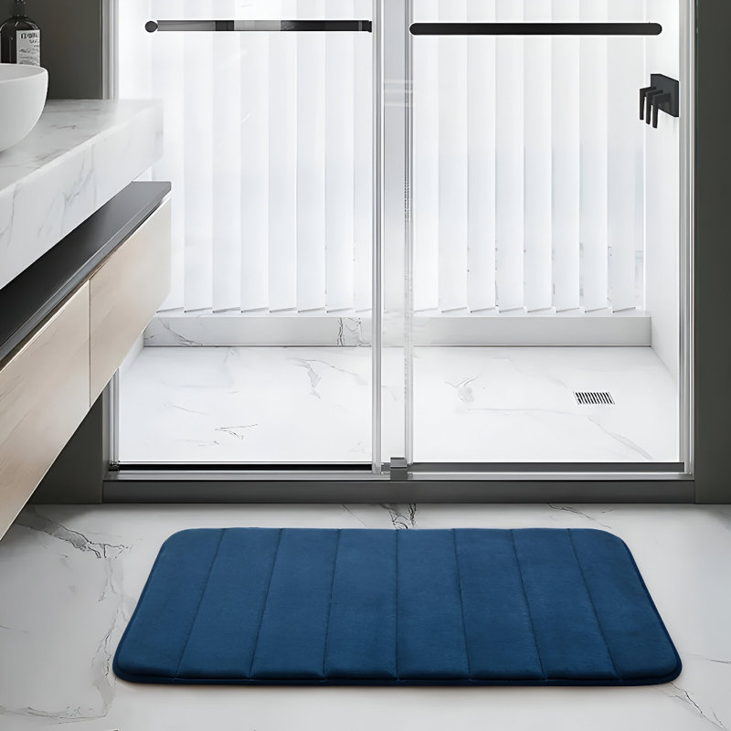 Syaire Rectangle Bath Mat, 50cm, 80cm, Navy