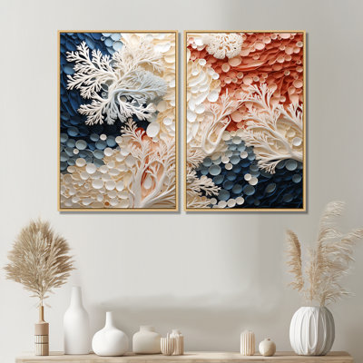 «Rose and White Coastal Coral Collage II», art mural animaux sous l'eau