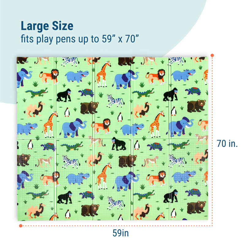 Tapis de jeu pliable en mousse Wildkin, Vert / animaux sauvages