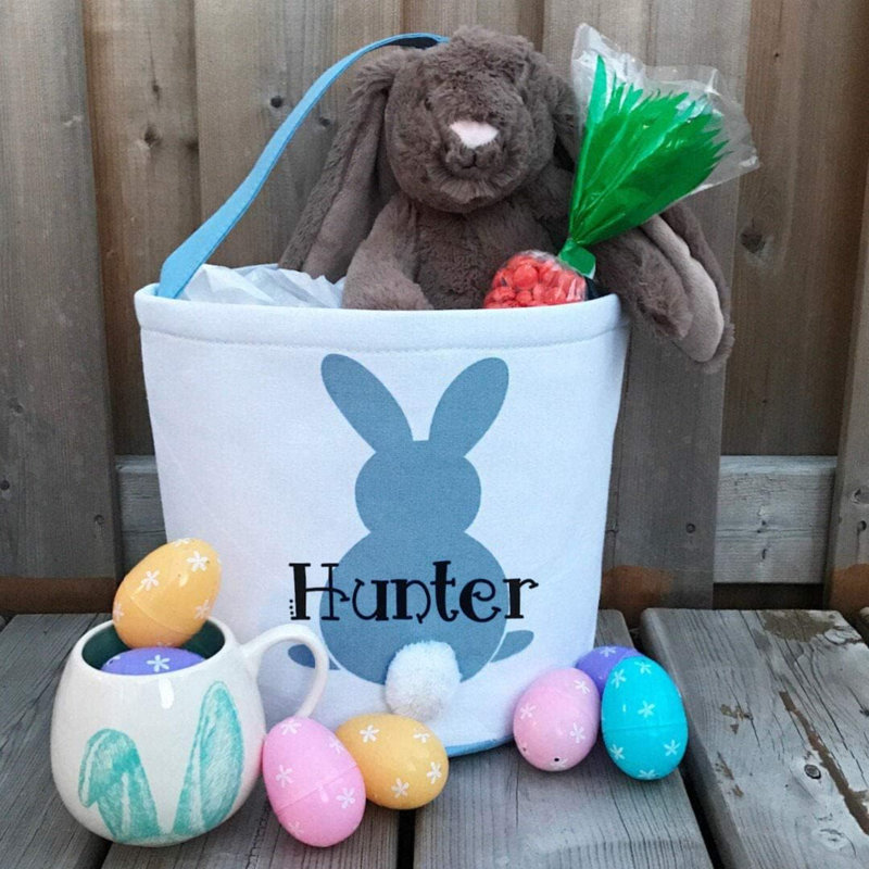 Panier de lapin de Pâques, sac seau pour lapin, décoration de cadeaux de bonbons (bleu)