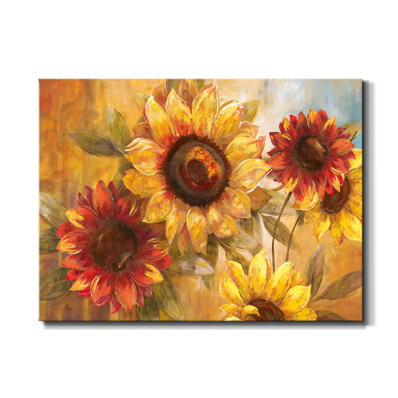 Tournesol Cheer - peinture sur toile tendue, H 32 po x l 24 po x P 1 po