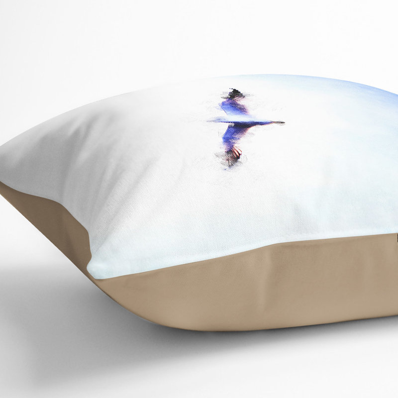 Flying Seagull Abstract Cushion with Filling, 55cm H x 55cm W x 20cm D, Stone