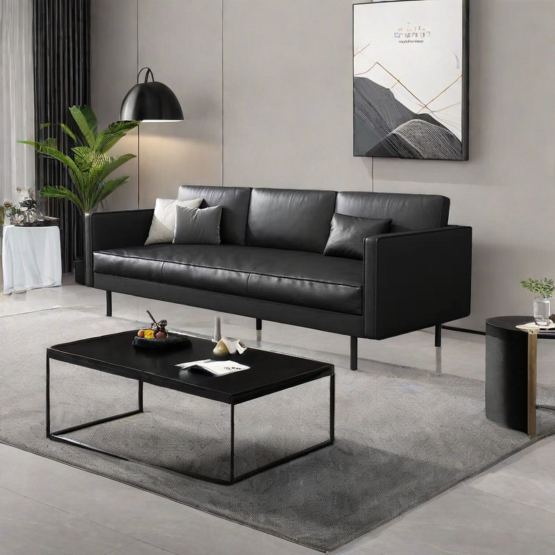 Italian style simple modern business office sofa, 31.5" H x 106.3" W x 33.5" D, 4