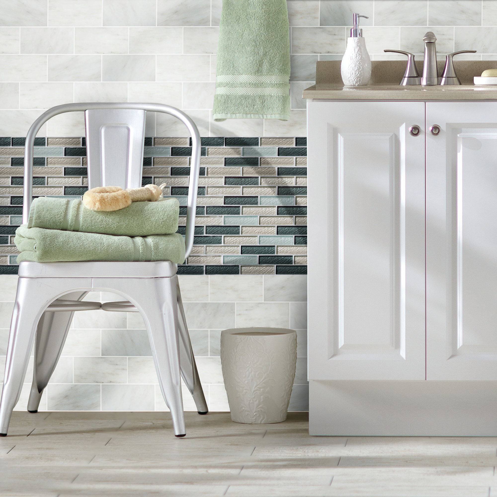 Castella Cambria 3 in. x 6 in. Honed Marble Subway Floor and Wall Tile