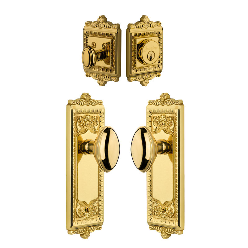 Windsor Knobs with Deadbolt, Lifetime Brass