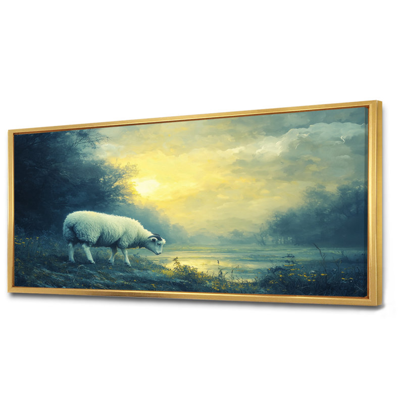 Rêve pastoral Dreyah, H 28 po x l 60 po, Impression encadrée flottante, Doré