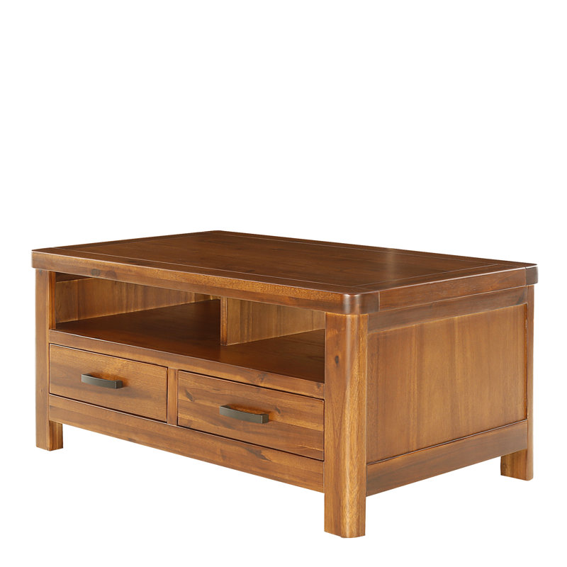 Oruada Acacia Coffee Table with Storage, Dark Brown