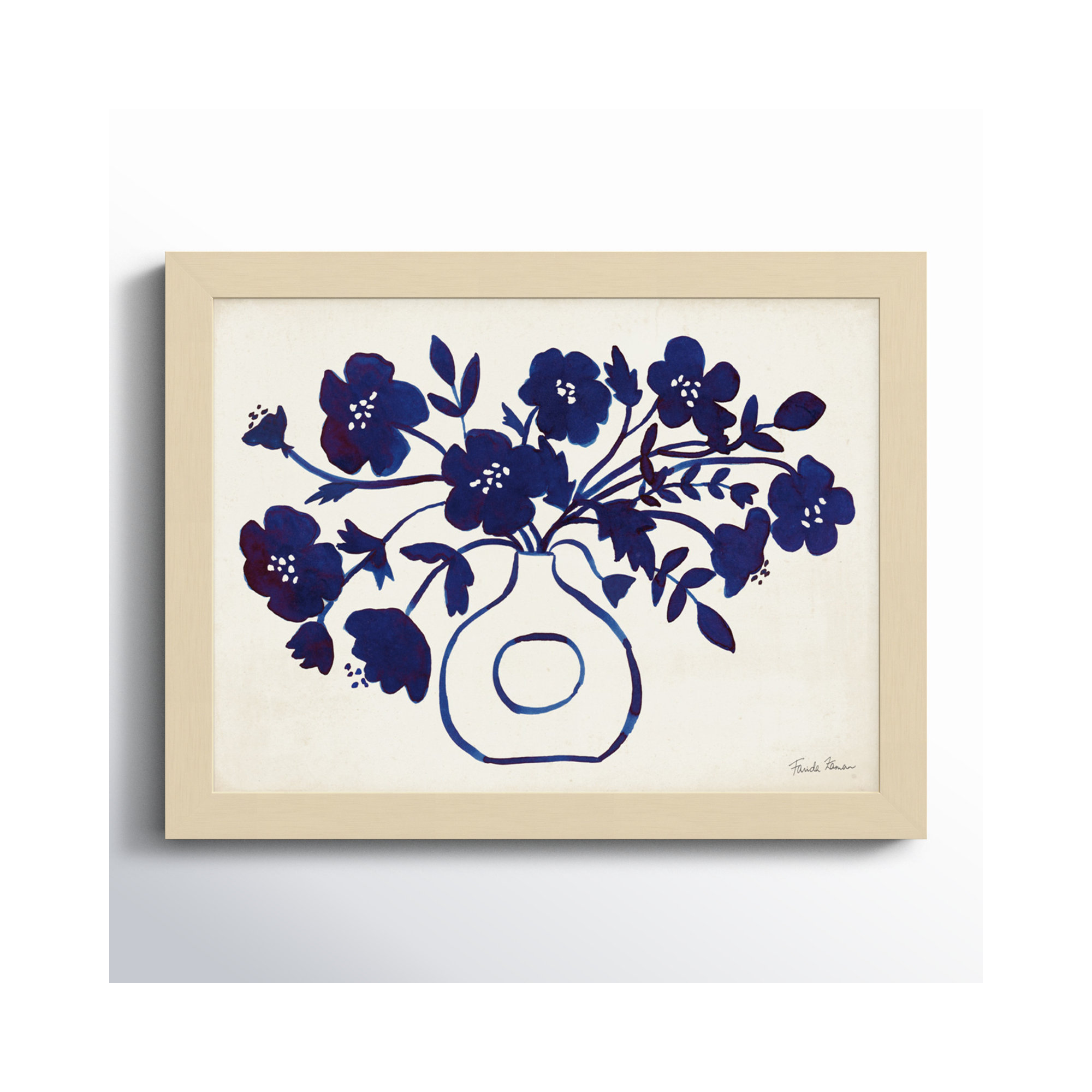 Modern Blue by Farida Zaman, 10" H x 13" W x 1" D, Brown