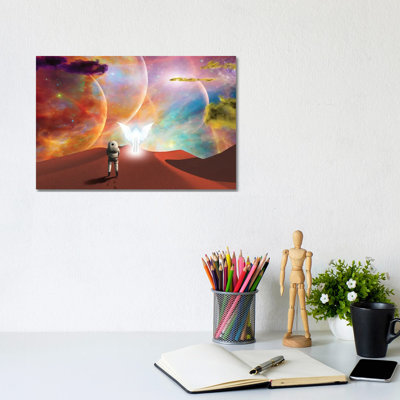 Astronaut Meeting With The Angel by Bruce Rolff - Wrapped Canvas Print