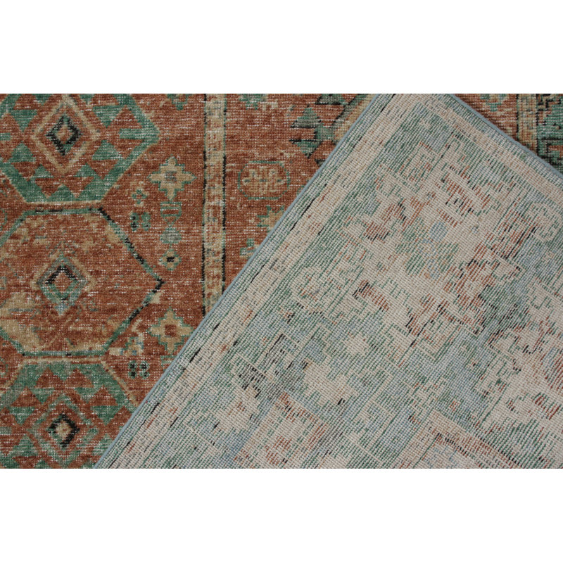 Distressed Homage Hand Knotted Wool Geometric Area Rug, Rectangle 12' x 18'