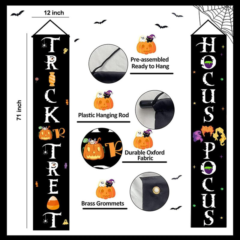Bannières de porte d'entrée d'Halloween décorations d'extérieur