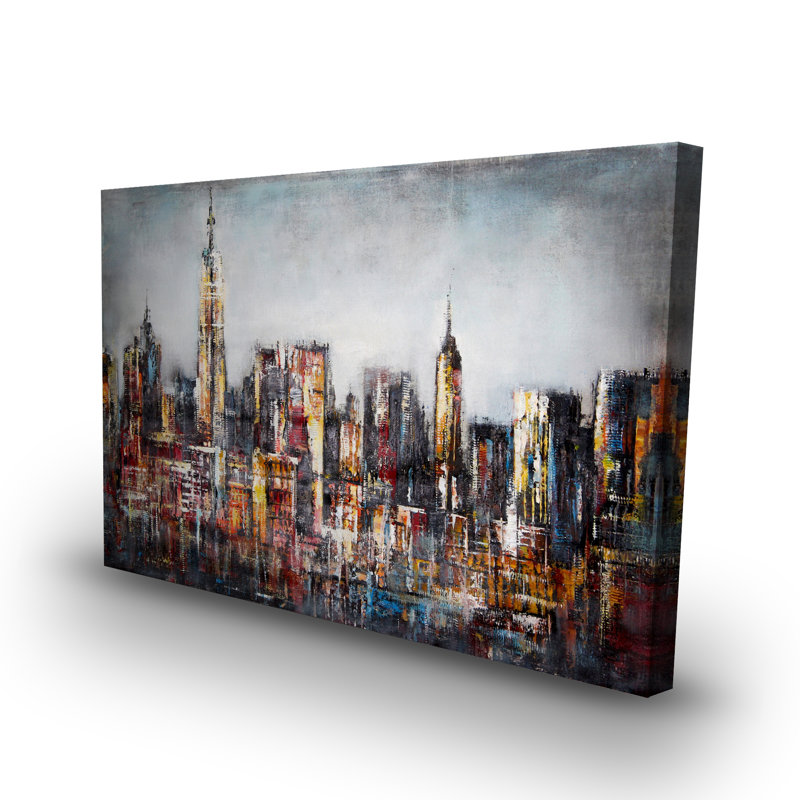 Paysage urbain foncé - art sur toile pour le salon