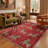 Aldovin Savanna Animal Print Machine Washable Red Indoor Area Rug with Non-Slip Backing-1156178146