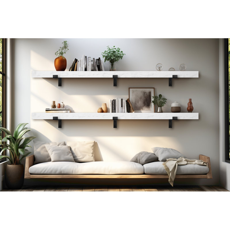 2 Piece Poplar Bracket Shelf, 2" H x 72" W x 7" D