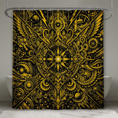Rideaux de douche à motif géométrique complexe extra long